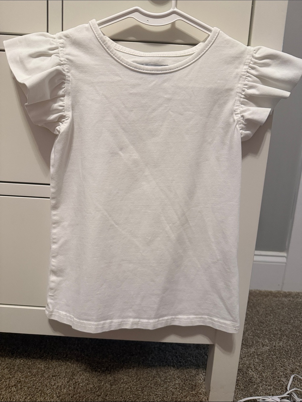Ollie Jay Girls' White Ruffle Sleeve Tee